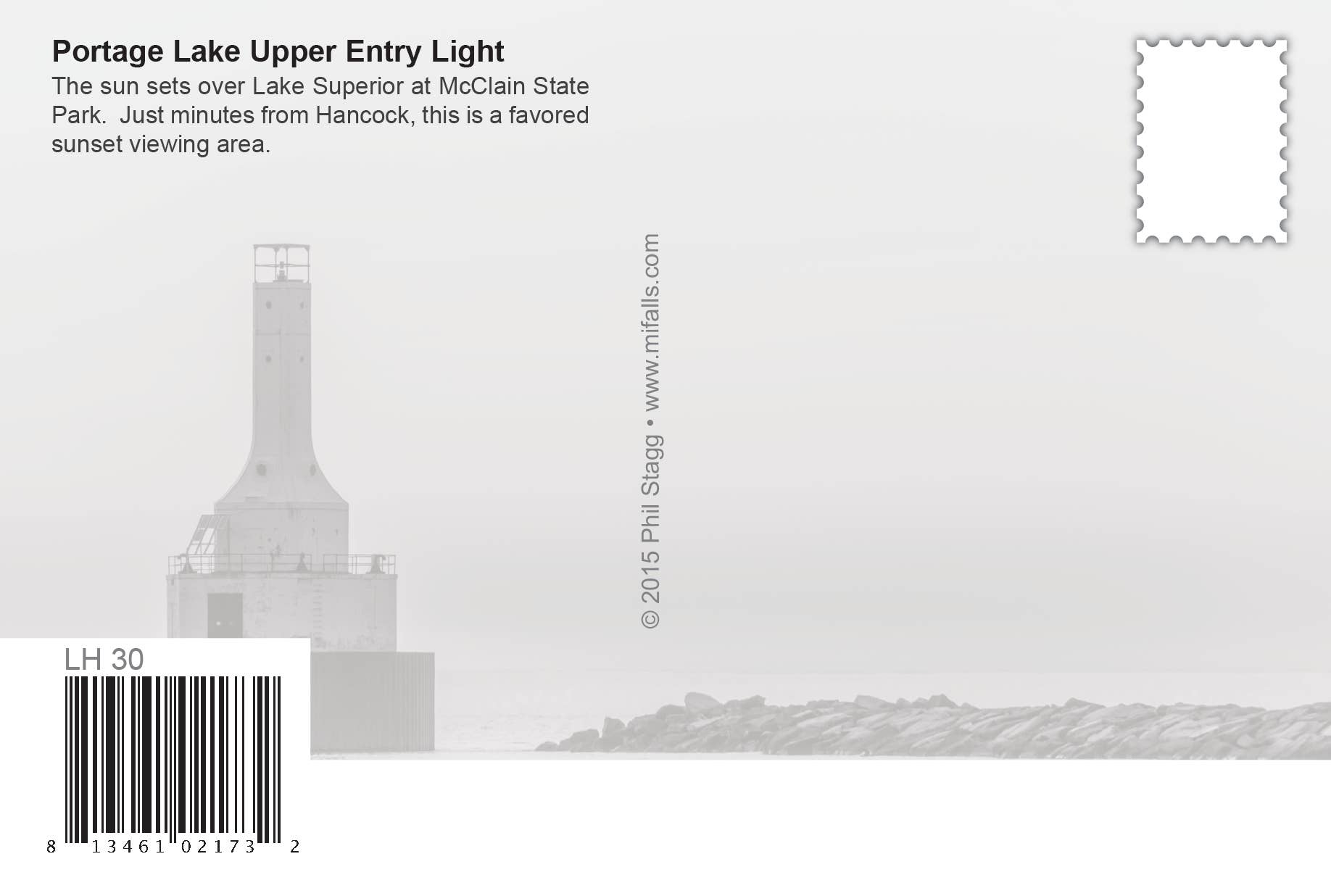 Image of PORTAGE LAKE UPPER ENTRY LIGHT - Michigan Postcard
