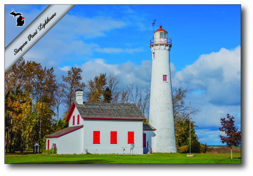STURGEON POINT LIGHTHOUSE - Michigan Postcard