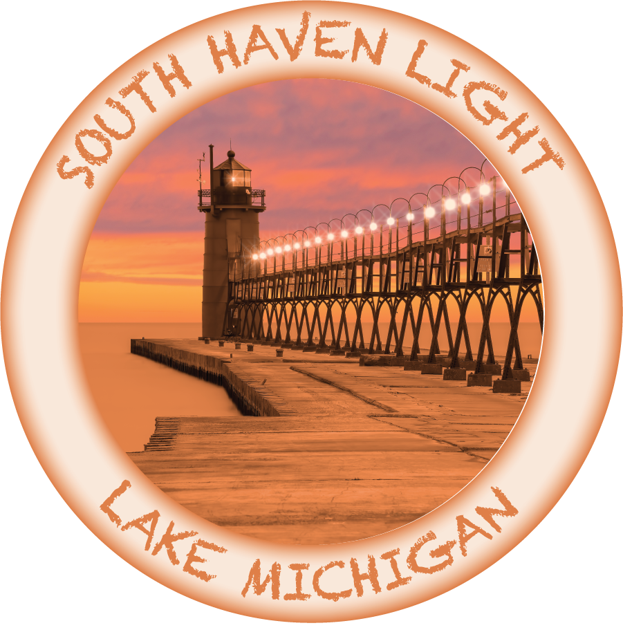 SOUTH HAVEN LIGHT - Michigan 3" Button Magnet