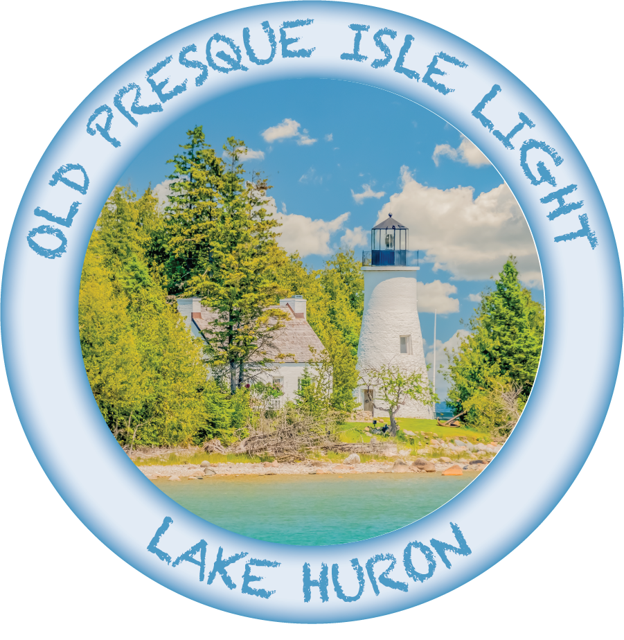 OLD PRESQUE ISLE LIGHTHOUSE - Michigan 3" Button Magnet