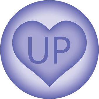 HEART with UP - 2 1/4" BUTTON MAGNET