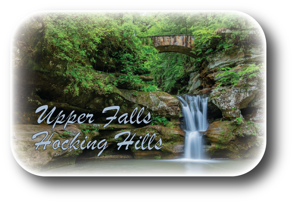 Image of UPPER FALLS - HOCKING HILLS - Rectangular Button Magnet