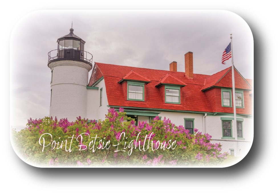 Image of POINT BETSIE LIGHTHOUSE | RECTANGULAR BUTTON MAGNET