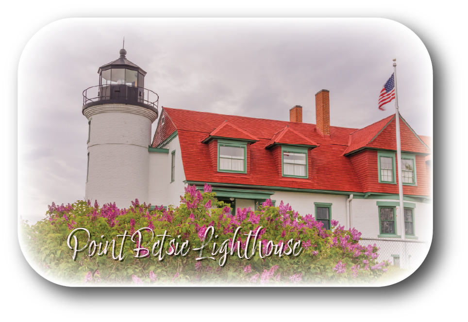 Image of POINT BETSIE LIGHTHOUSE | RECTANGULAR BUTTON MAGNET