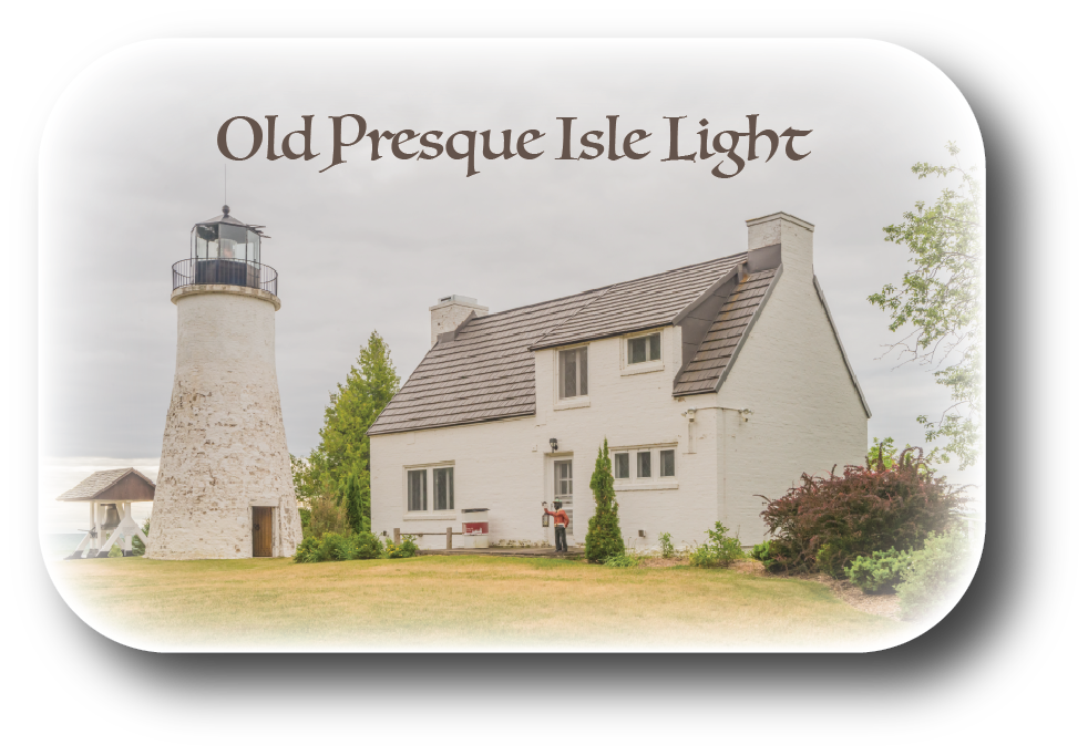 Image of OLD PRESQUE ISLE LIGHTHOUSE - RECTANGULAR BUTTON MAGNET