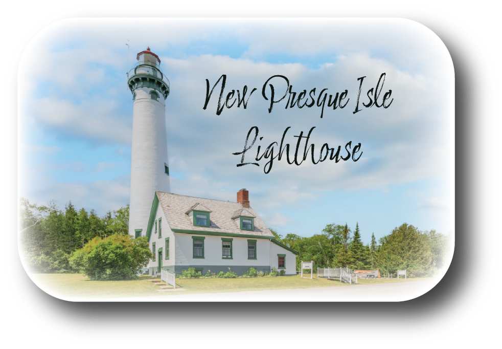 NEW PRESQUE ISLE LIGHTHOUSE - RECTANGULAR BUTTON MAGNET