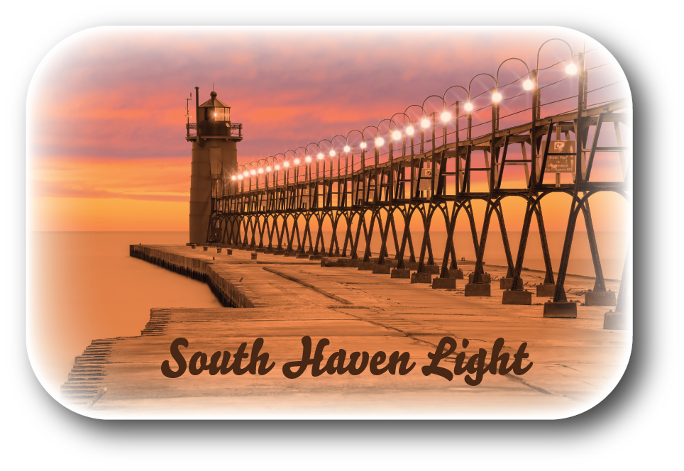 SOUTH HAVEN LIGHT - Rectangular Button Magnet - 2.75" x 1.75"