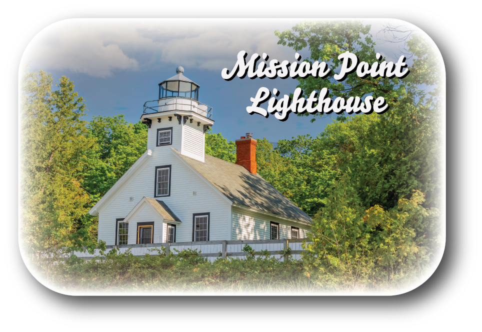 MISSION POINT LIGHTHOUSE - Rectangular Button Magnet - 2.75" x 1.75"