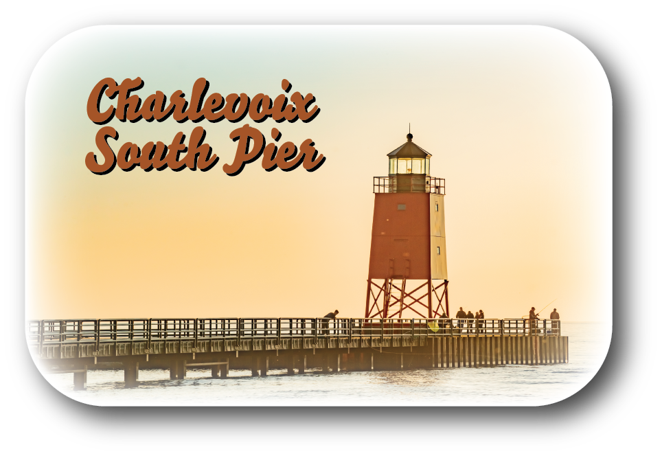 Image of CHARLEVOIX LIGHT - Rectangular Button Magnet - 2.75