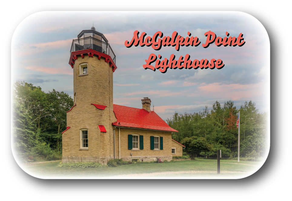 Image of McGULPIN POINT LIGHTHOUSE - Rectangular Button Magnet - 2.75