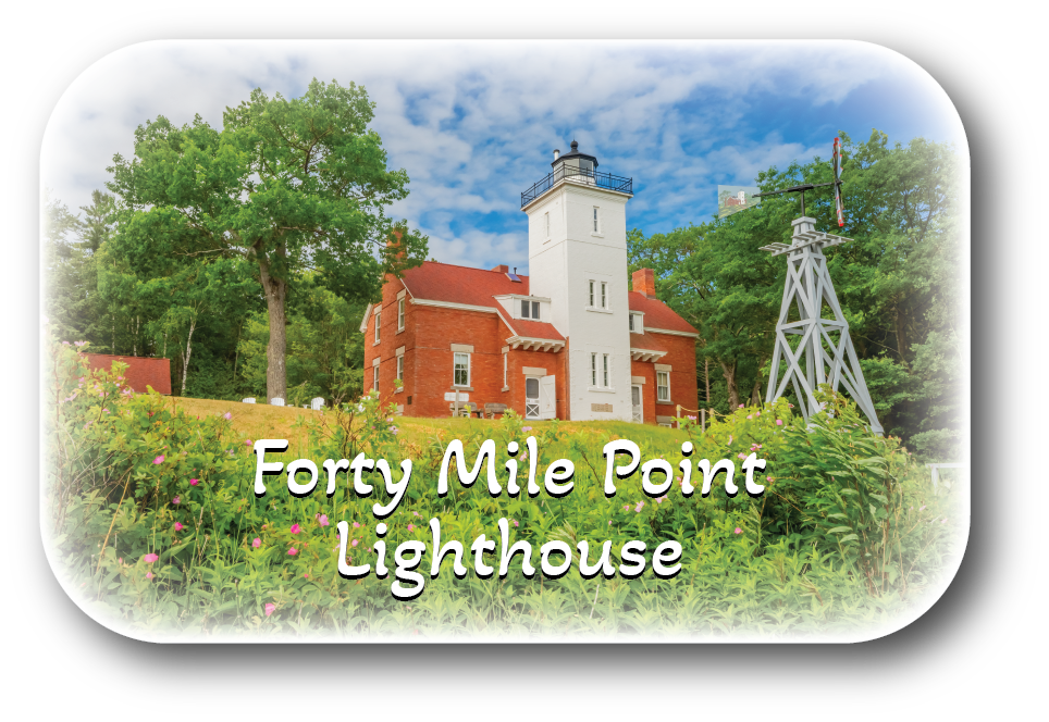 Image of FORTY MILE POINT LIGHTHOUSE - Rectangular Button Magnet - 2.75