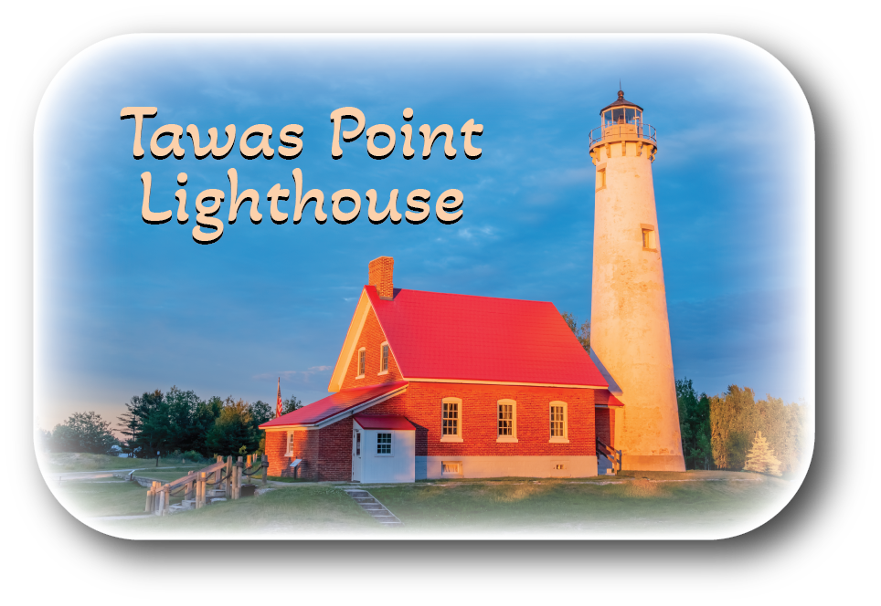Image of TAWAS POINT LIGHTHOUSE - Rectangular Button Magnet - 2.75