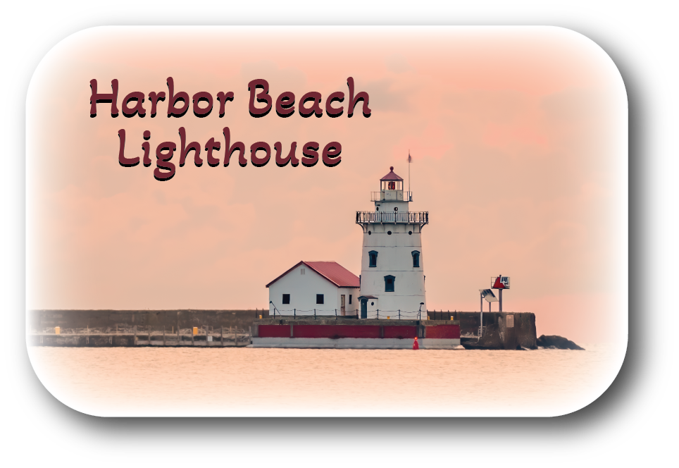 Image of HARBOR BEACH LIGHTHOUSE - Rectangular Button Magnet - 2.75