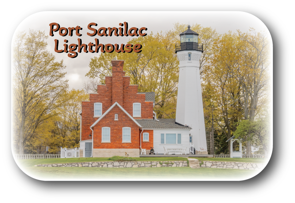 Image of PORT SANILAC LIGHTHOUSE - Rectangular Button Magnet - 2.75