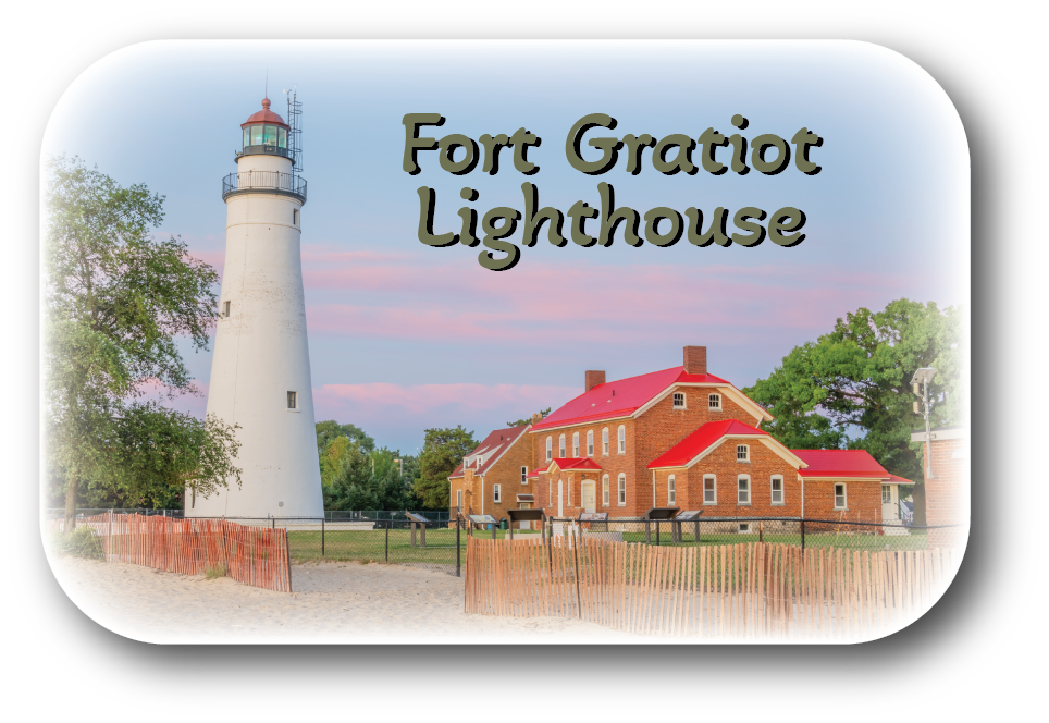 Image of FORT GRATIOT LIGHTHOUSE - Rectangular Button Magnet - 2.75