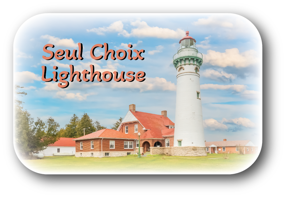 Image of SEUL CHOIX LIGHTHOUSE - Rectangular Button Magnet - 2.75