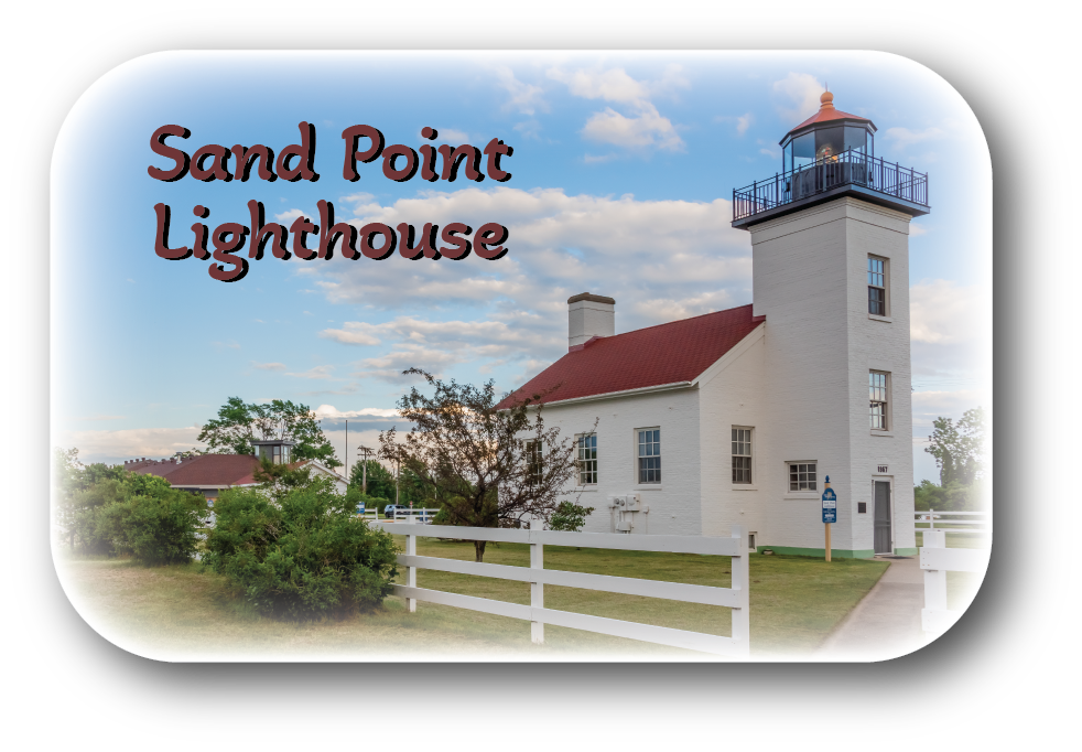 Image of SAND POINT LIGHTHOUSE - LAKE MICHIGAN - Rectangular Button Magnet - 2.75