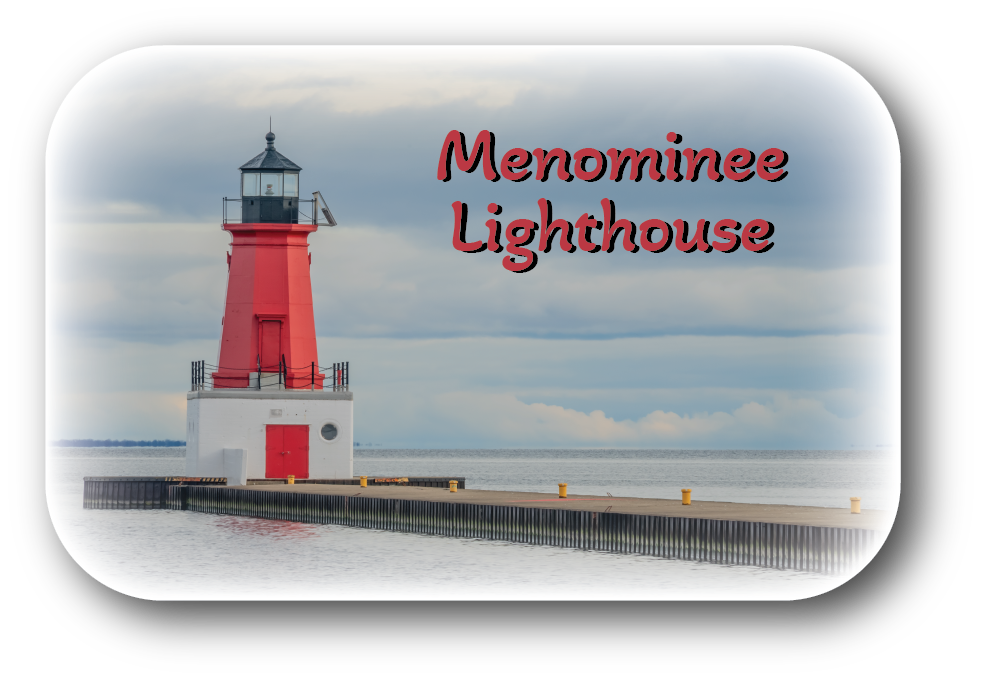 MENOMINEE LIGHTHOUSE - Rectangular Button Magnet - 2.75" x 1.75"