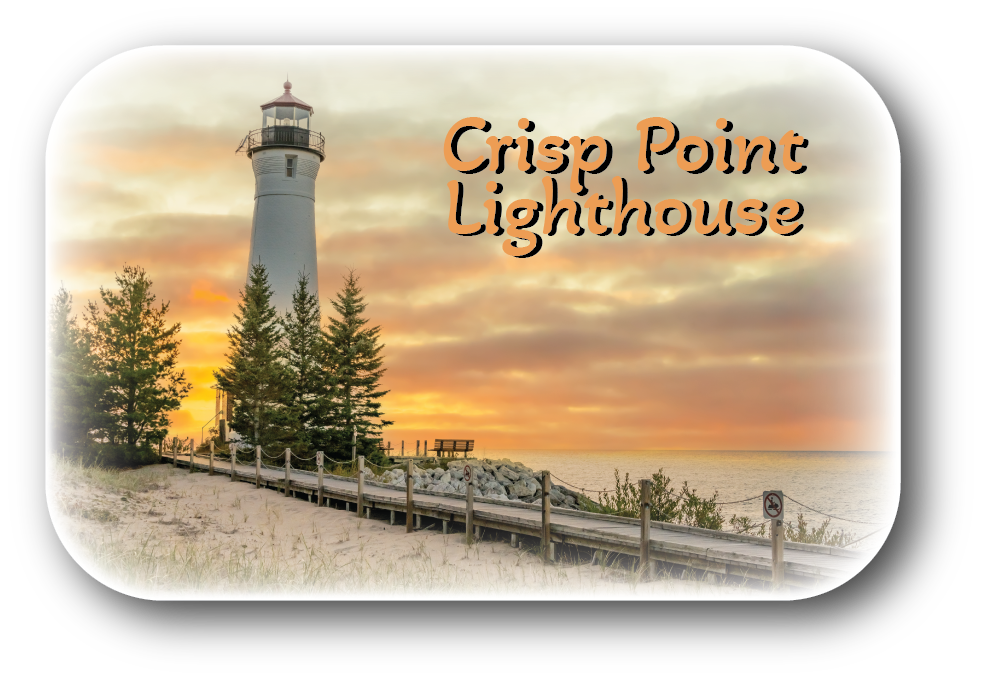 CRISP POINT LIGHTHOUSE - Rectangular Button Magnet - 2.75" x 1.75"