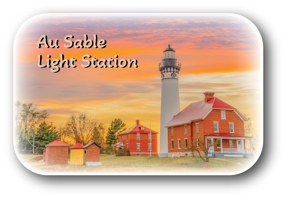 Image of AU SABLE  LIGHT STATION - Rectangular Button Magnet - 2.75