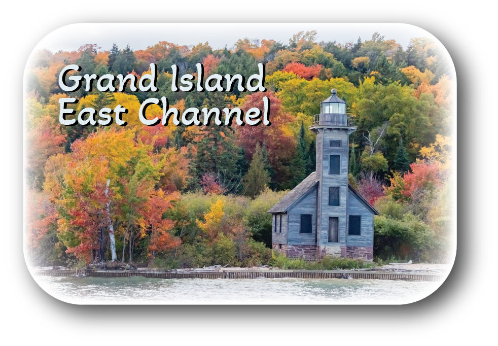 Image of GRAND ISLAND EAST CHANNEL LIGHTHOUSE - Rectangular Button Magnet - 2.75