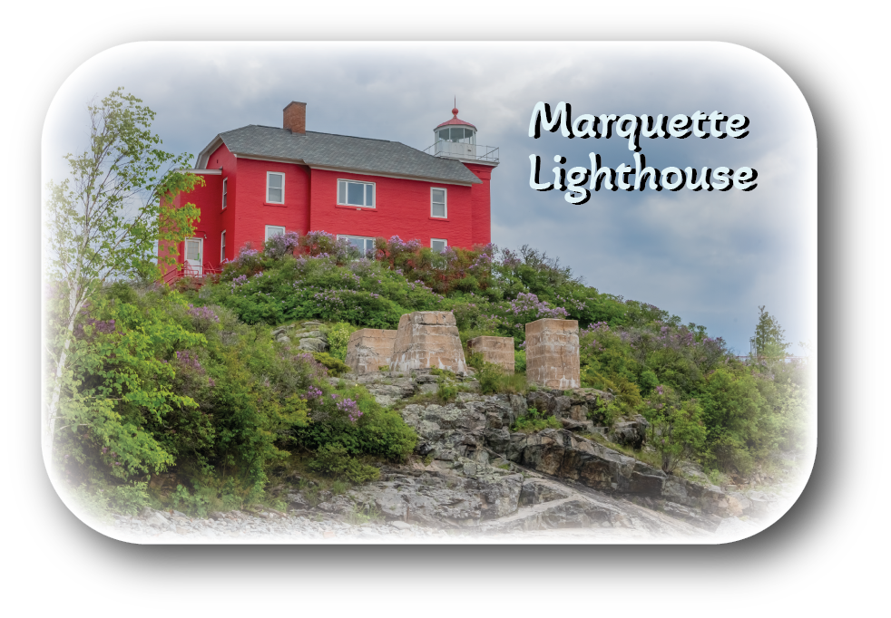 Image of MARQUETTE LIGHTHOUSE - Rectangular Button Magnet - 2.75