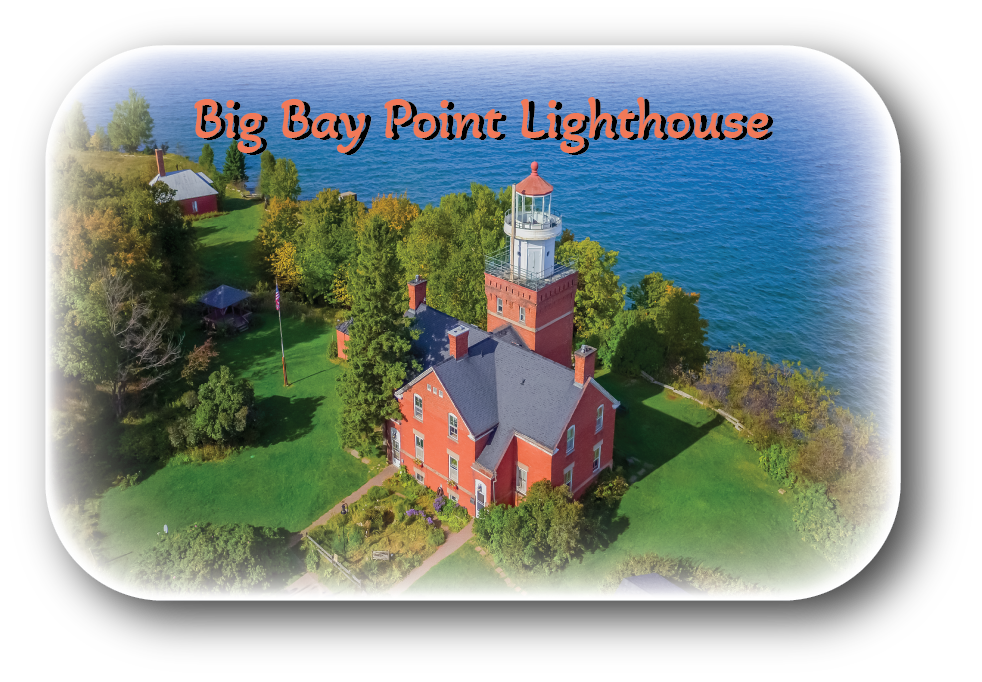 BIG BAY POINT LIGHTHOUSE - Rectangular Button Magnet - 2.75" x 1.75"