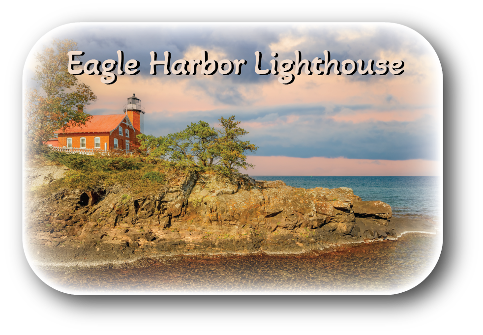 Image of EAGLE HARBOR LIGHTHOUSE - Rectangular Button Magnet - 2.75