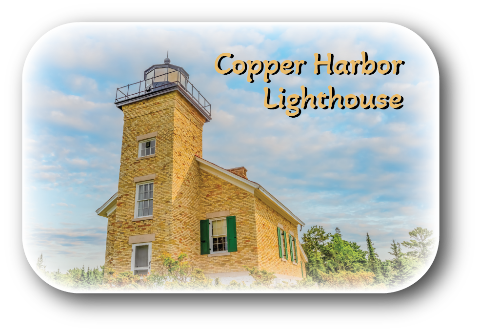 Image of COPPER HARBOR LIGHTHOUSE - Rectangular Button Magnet - 2.75