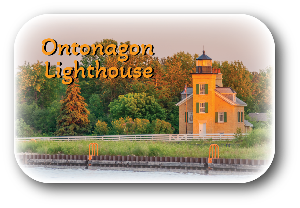ONTONAGON LIGHTHOUSE - Rectangular Button Magnet - 2.75" x 1.75"