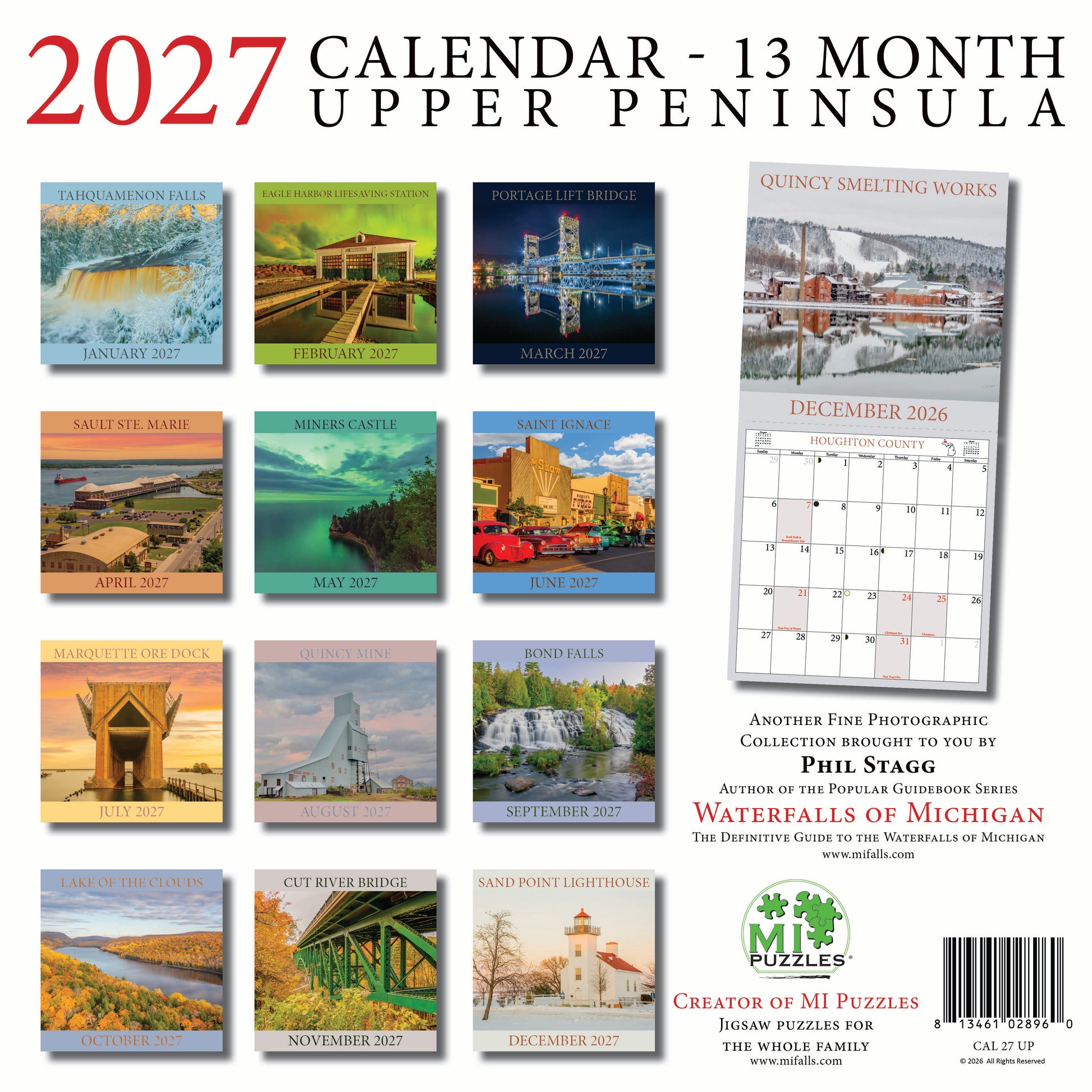 2027 UPPER PENINSULA - 13 month Wall Calendar (12"x12")