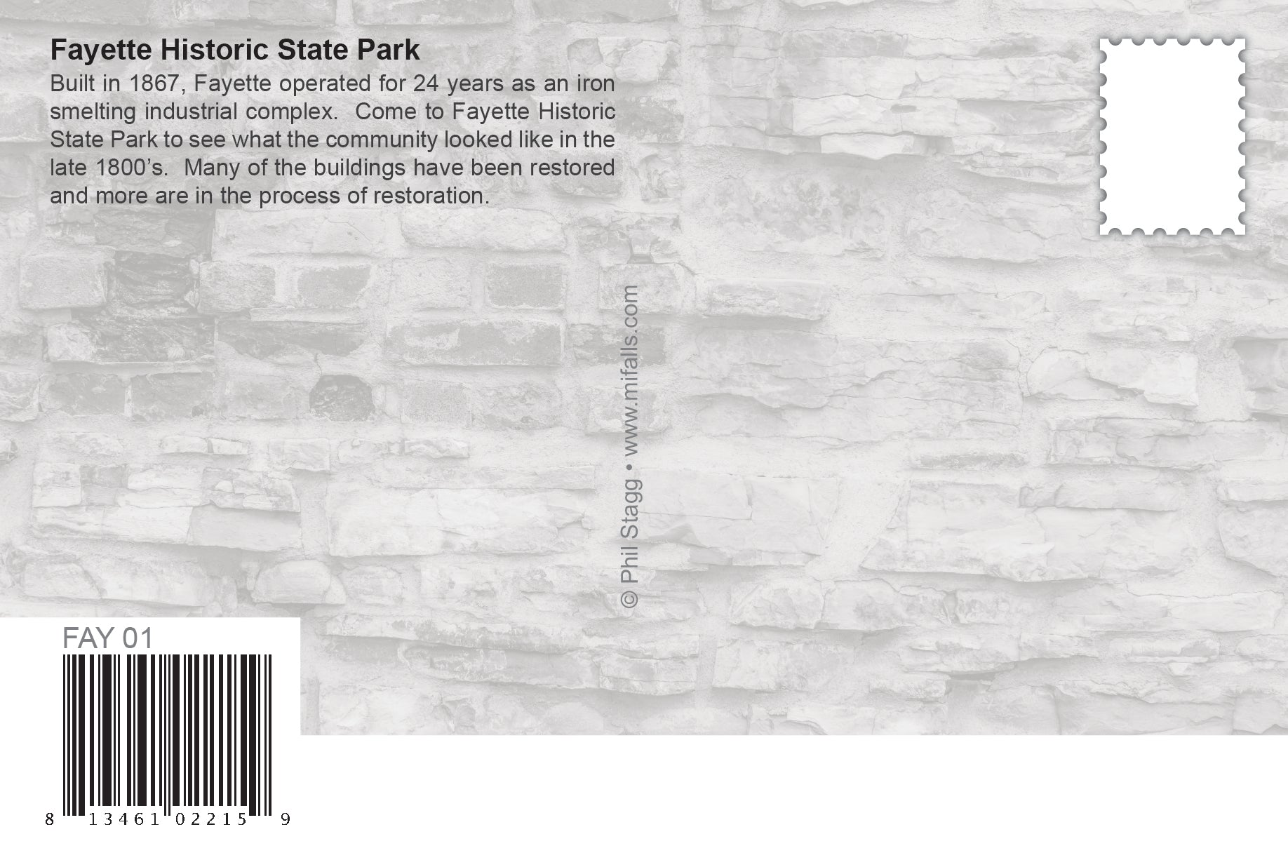 FAYETTE STATE PARK - 4"x6" Quality Michigan Postcard