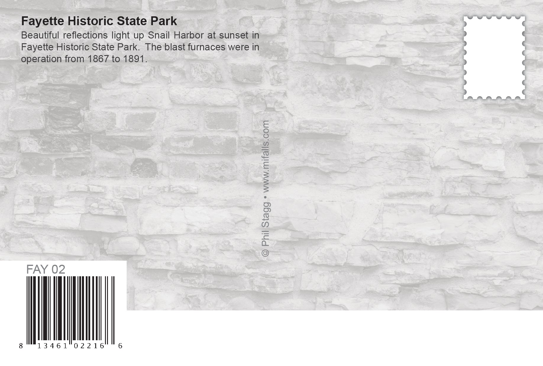 FAYETTE STATE PARK - 4"x6" Quality Michigan Postcard