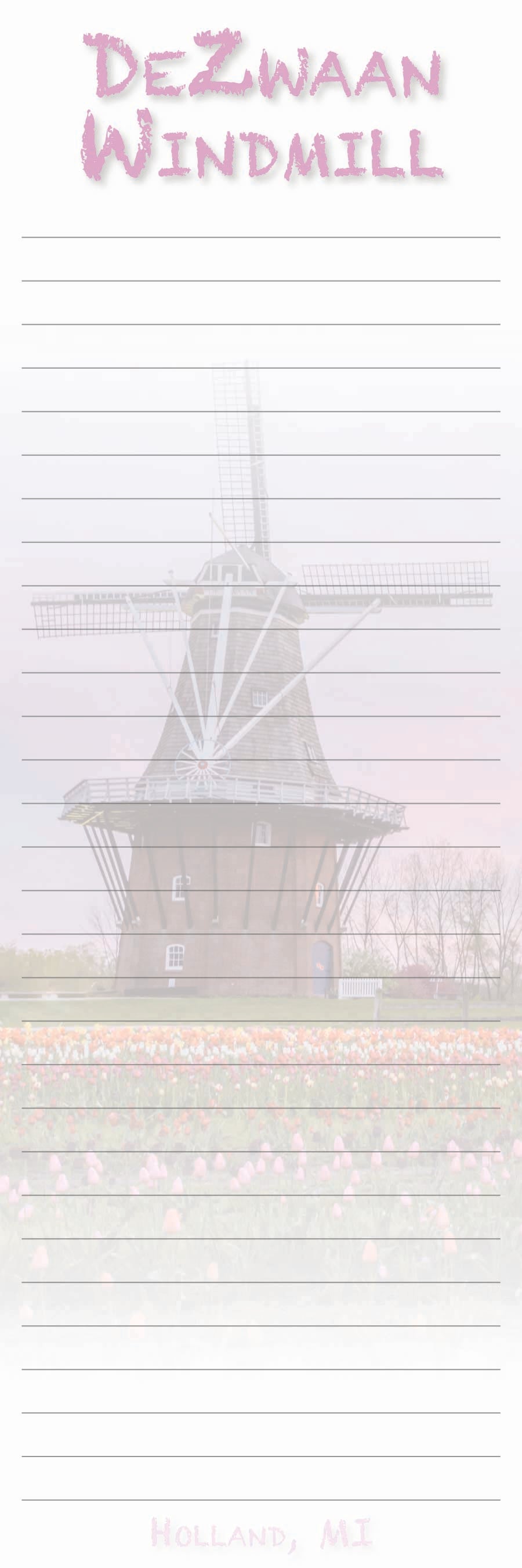 DeZwaan Windmill - 3"x9" Magnetic Notepad - 50 sheets