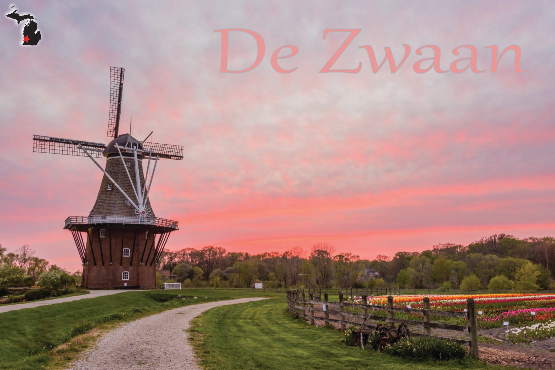 DE ZWAAN WINDMILL - Holland, MI - 4"x6" Postcard