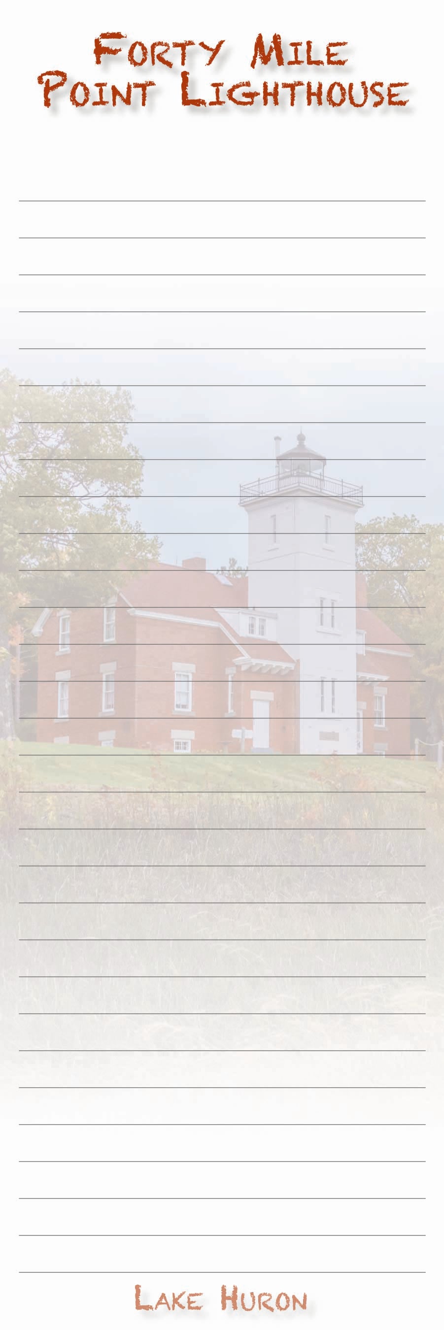 Forty Mile Point Lighthouse - 3"x9" Magnetic Notepad - 50 sheets