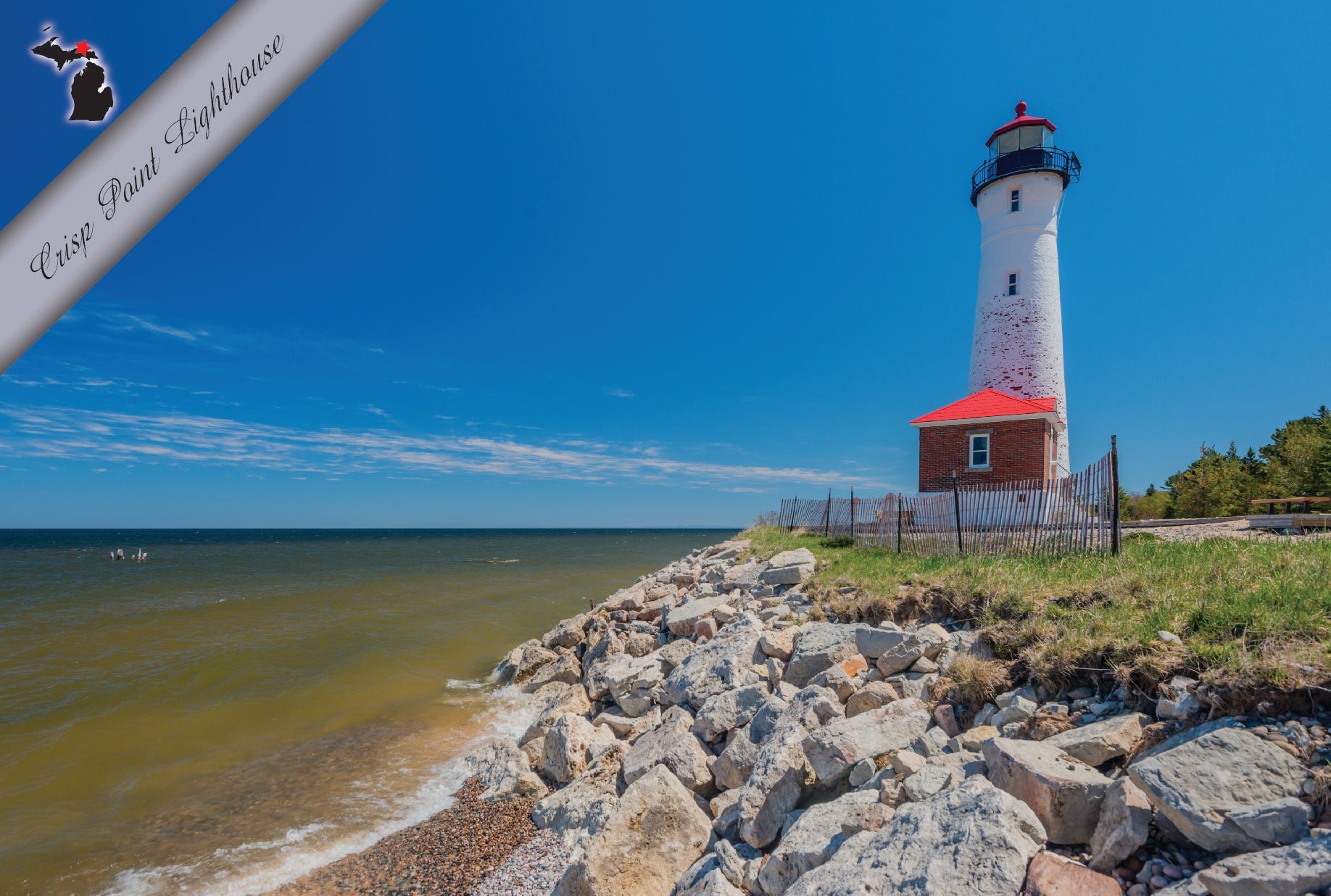CRISP POINT LIGHTHOUSE - 4"x6" Quality Michigan Postcard