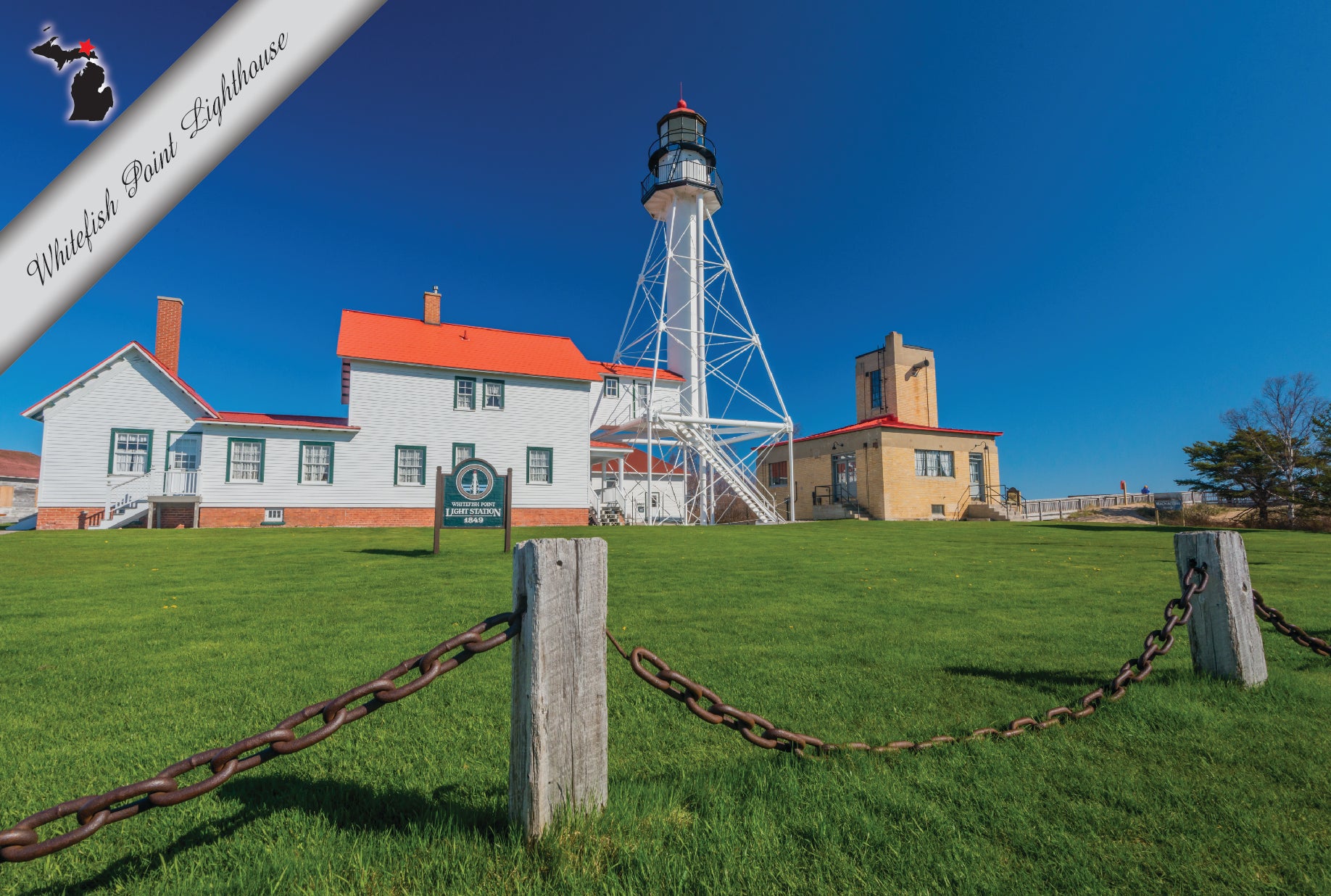 WHITEFISH POINT LIGHTHOUSE - 4"x6" Quality Michigan Postcard