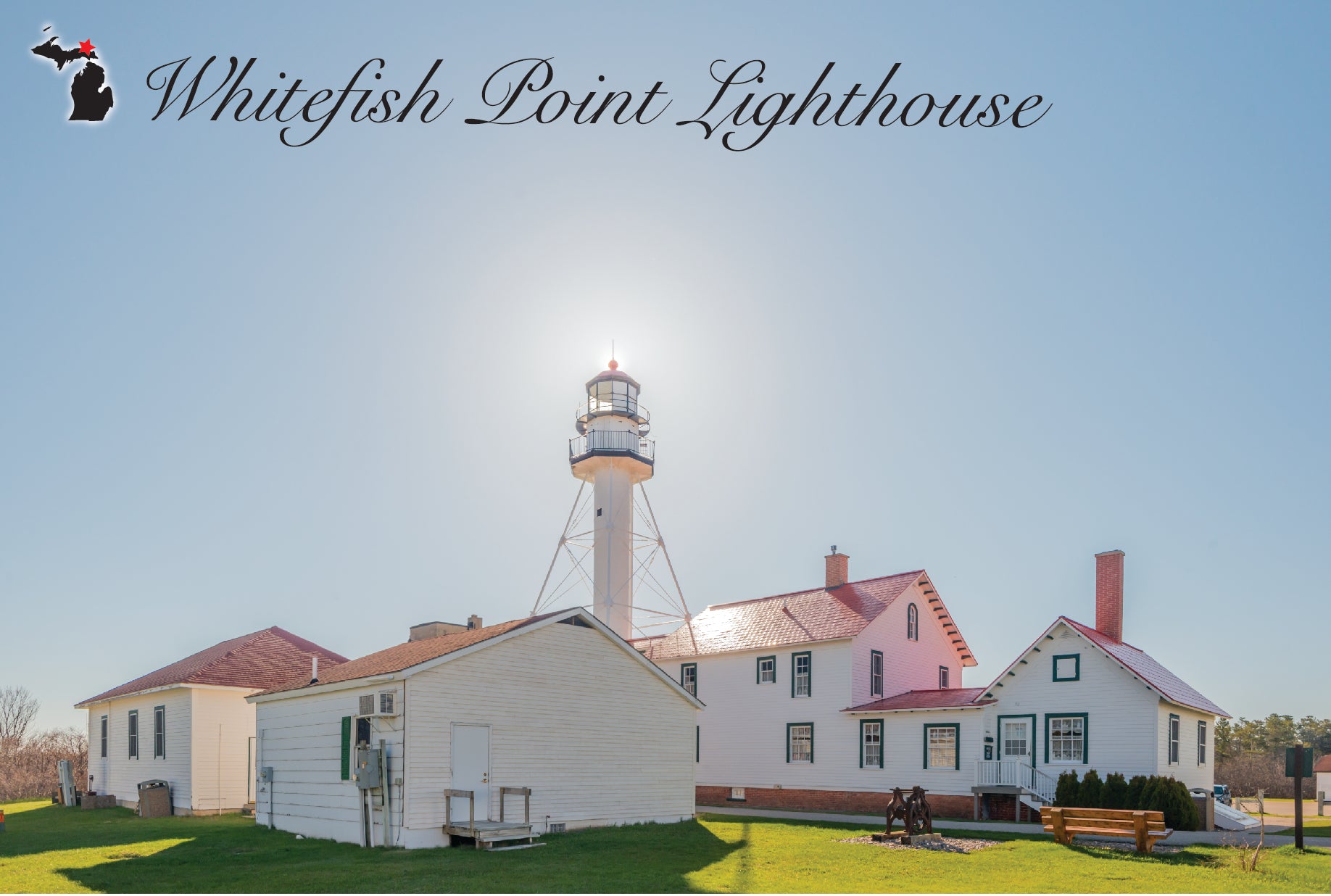WHITEFISH POINT LIGHTHOUSE - 4"x6" Quality Michigan Postcard