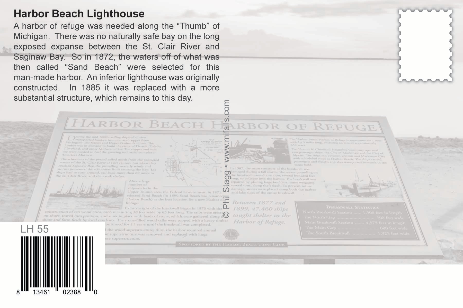 HARBOR BEACH LIGHTHOUSE - 4"x6" Postcard