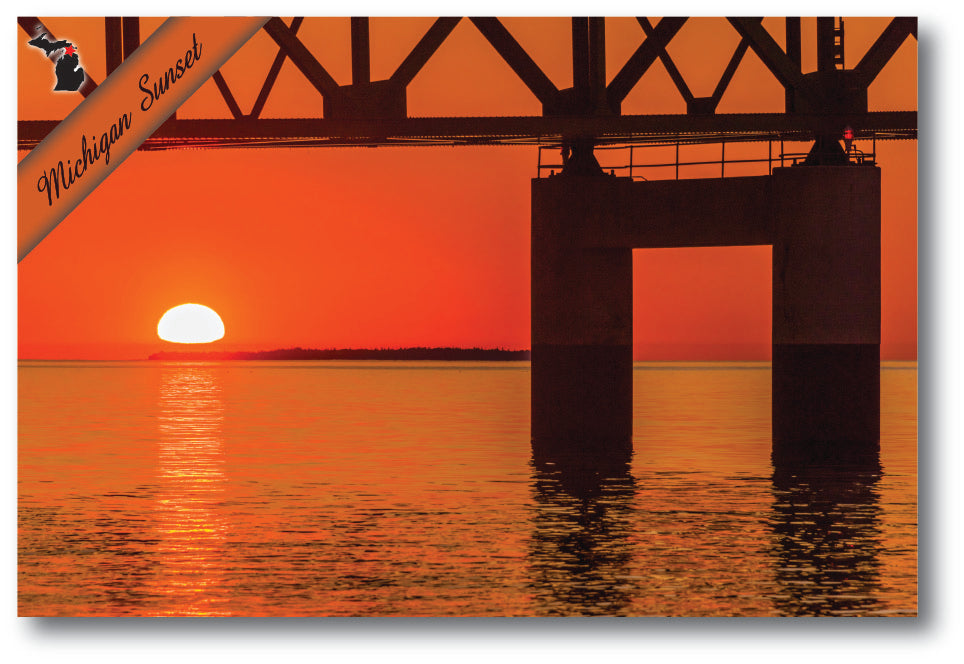 MACKINAC BRIDGE SUNSET - 4"x6" Quality Postcard
