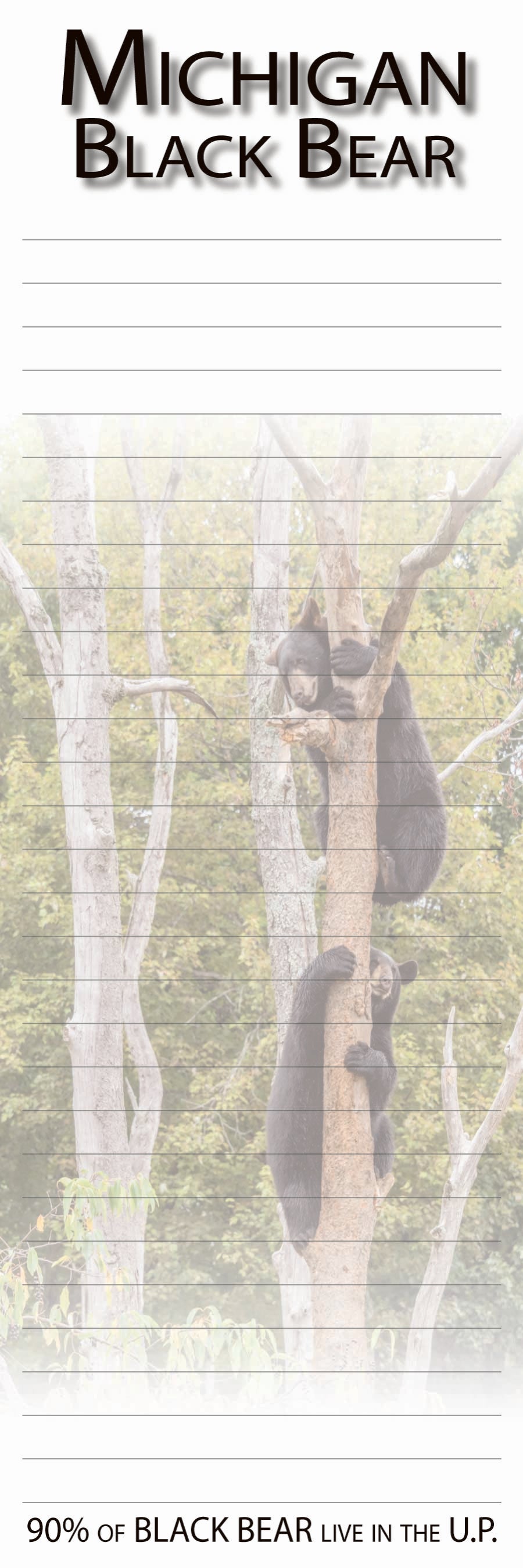 Michigan Black Bear - 3"x9" Magnetic Notepad - 50 sheets