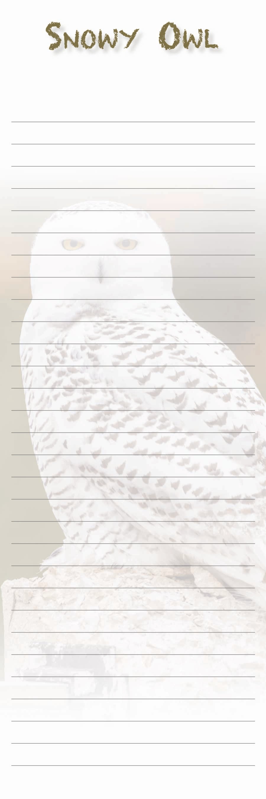 Snowy Owl - 3"x9" Magnetic Notepad - 50 sheets