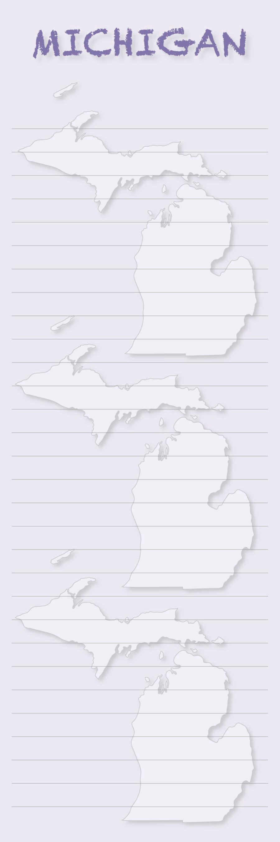Michigan Outline - 3"x9" Magnetic Notepad - 50 sheets