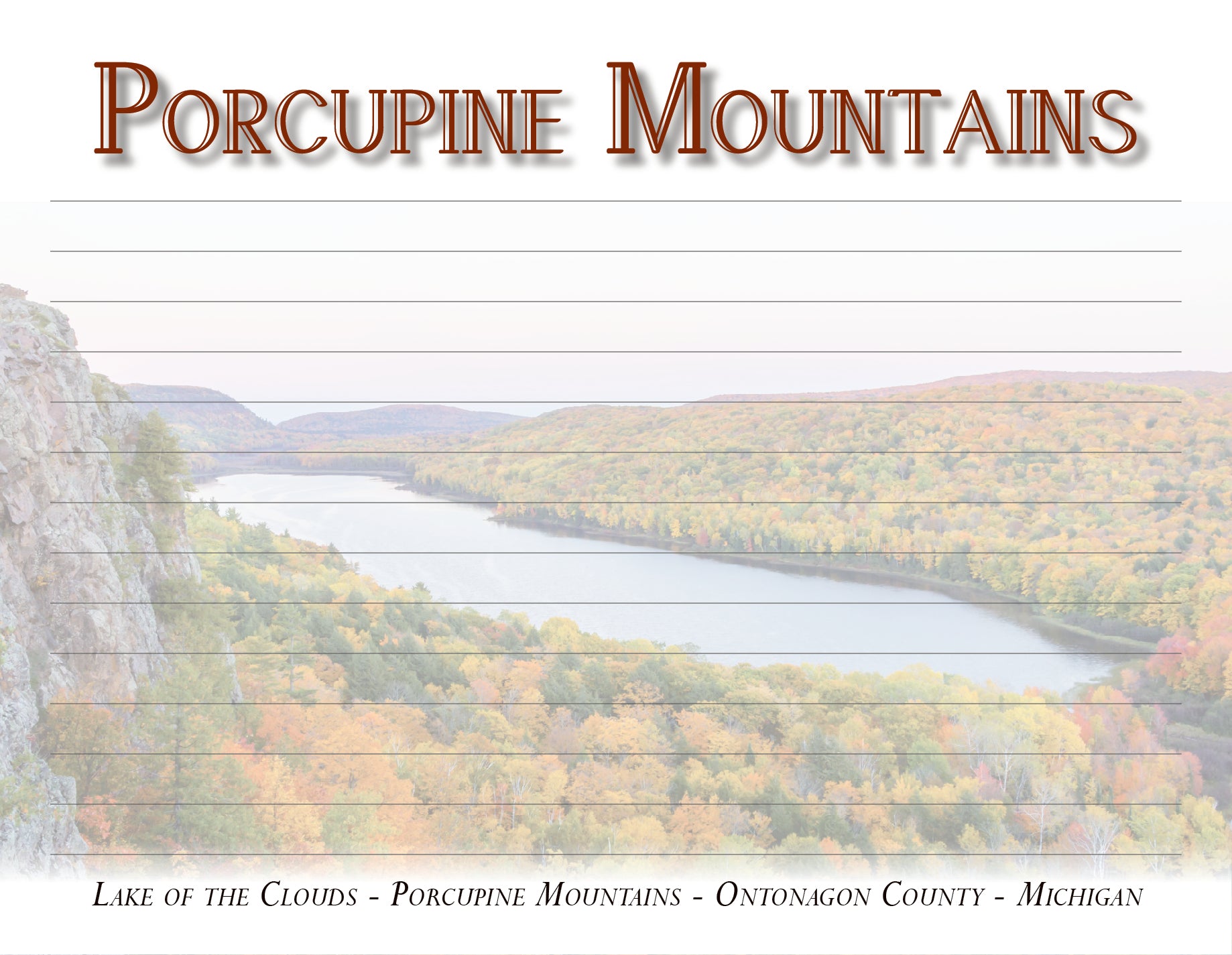 LAKE OF THE CLOUDS - PORCUPINE MOUNTAINS - 4 1/2" x 5 7/8" Notepad - 50 sheets