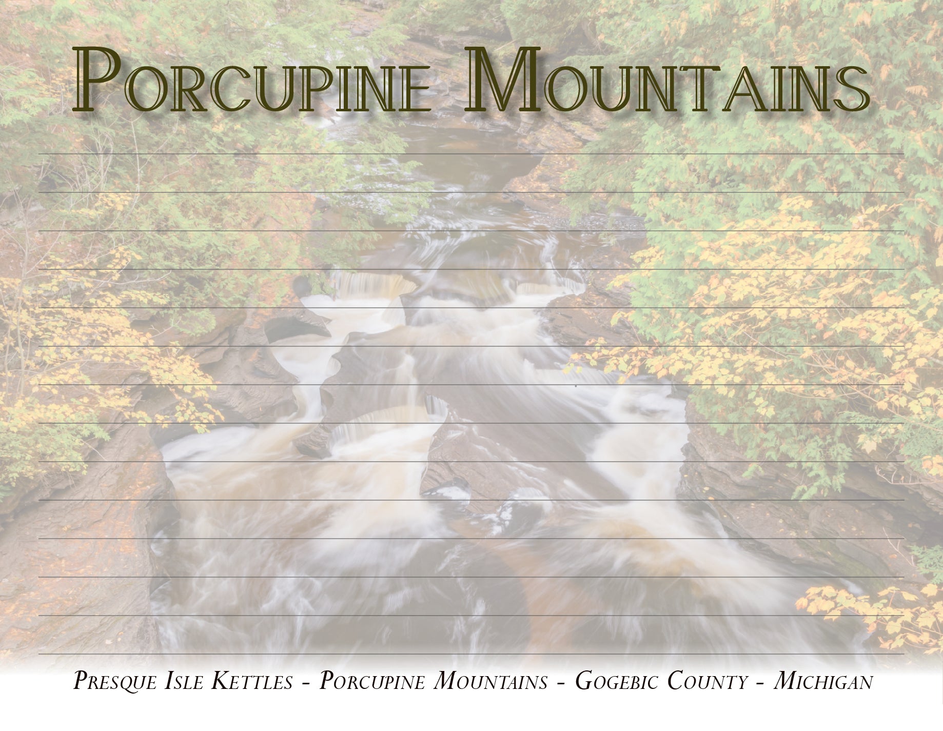 PRESQUE ISLE KETTLES - PORCUPINE MOUNTAINS - 4 1/2" x 5 7/8" Notepad - 50 sheets