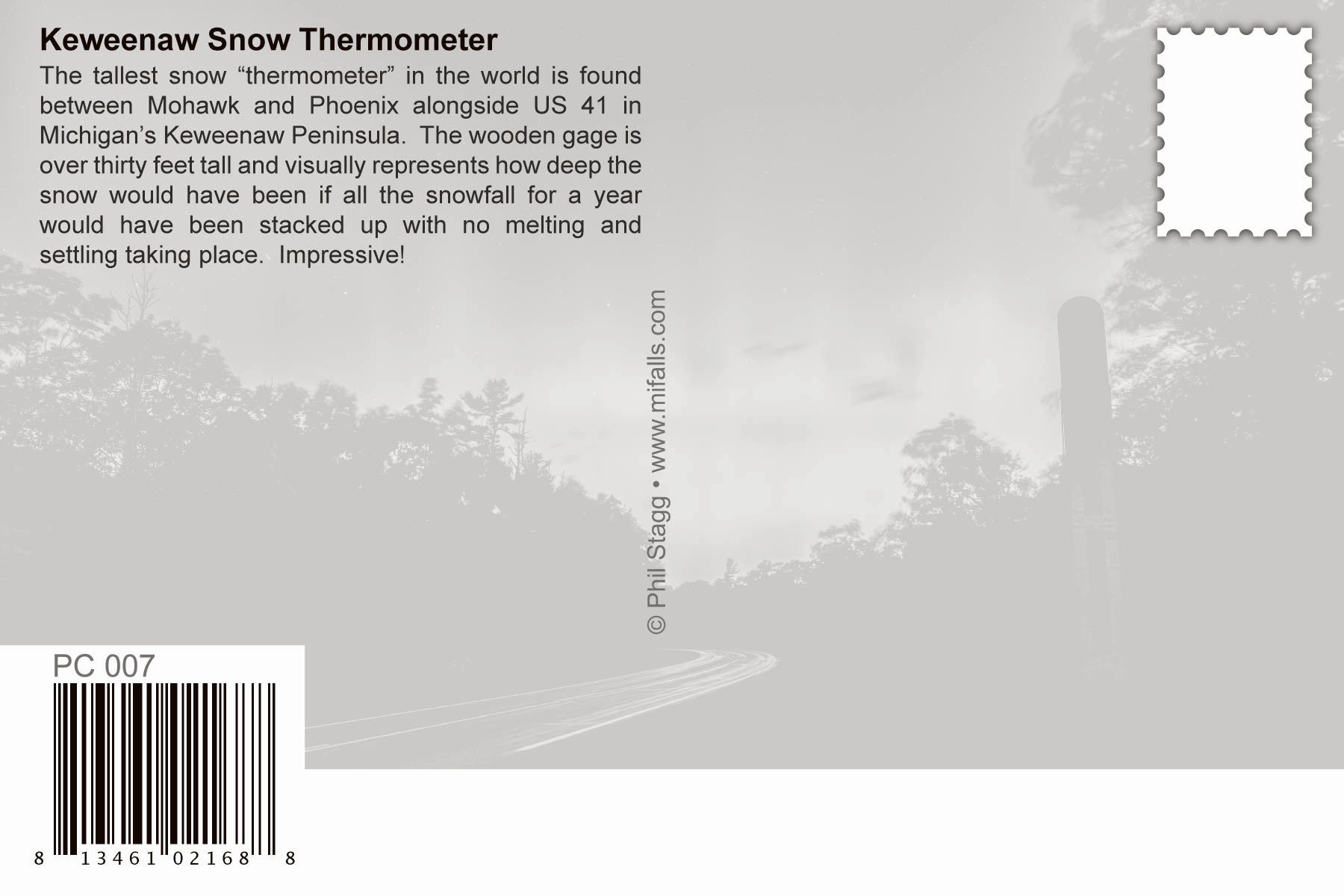 SNOW THERMOMETER - Michigan Postcard