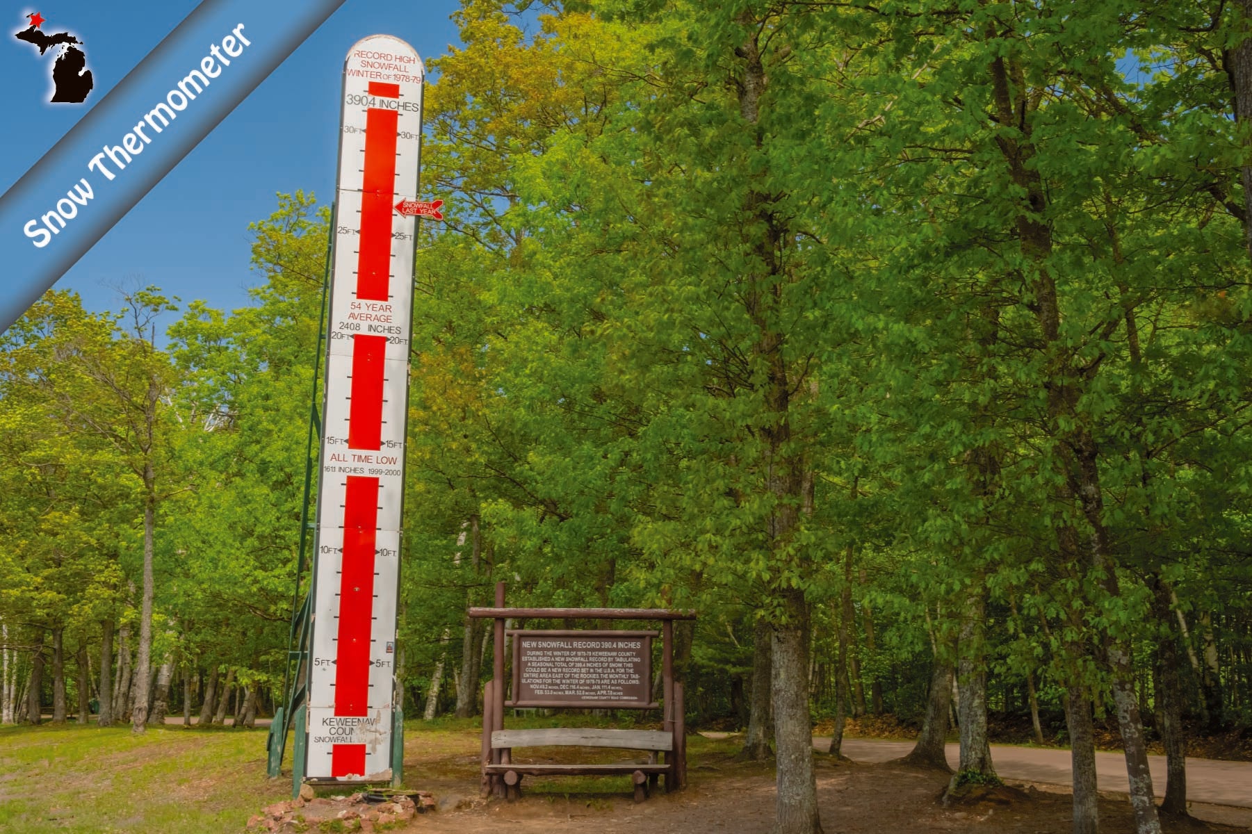 Image of SNOW THERMOMETER - Michigan Postcard
