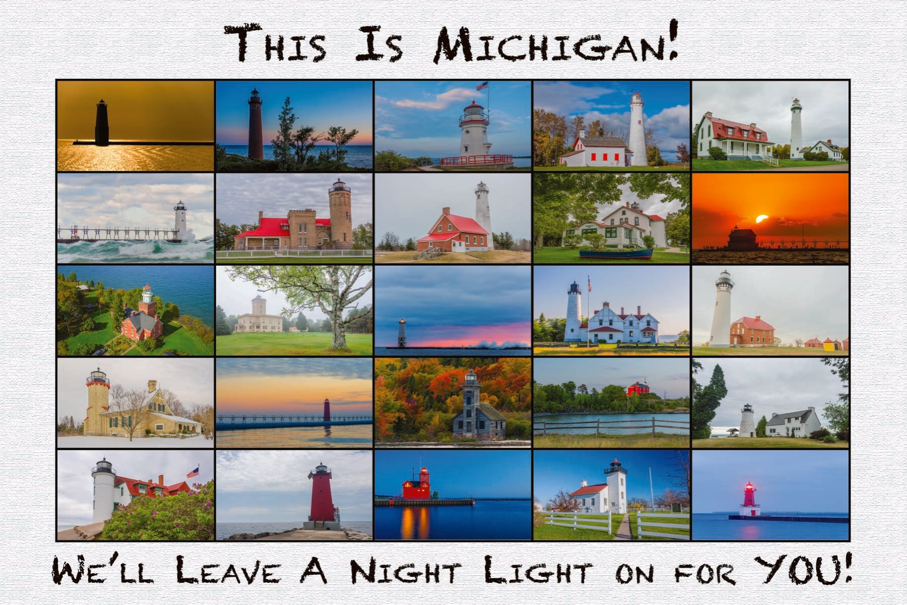 LEAVE A NIGHT LIGHT ON - 4"x6" Michigan Postcard