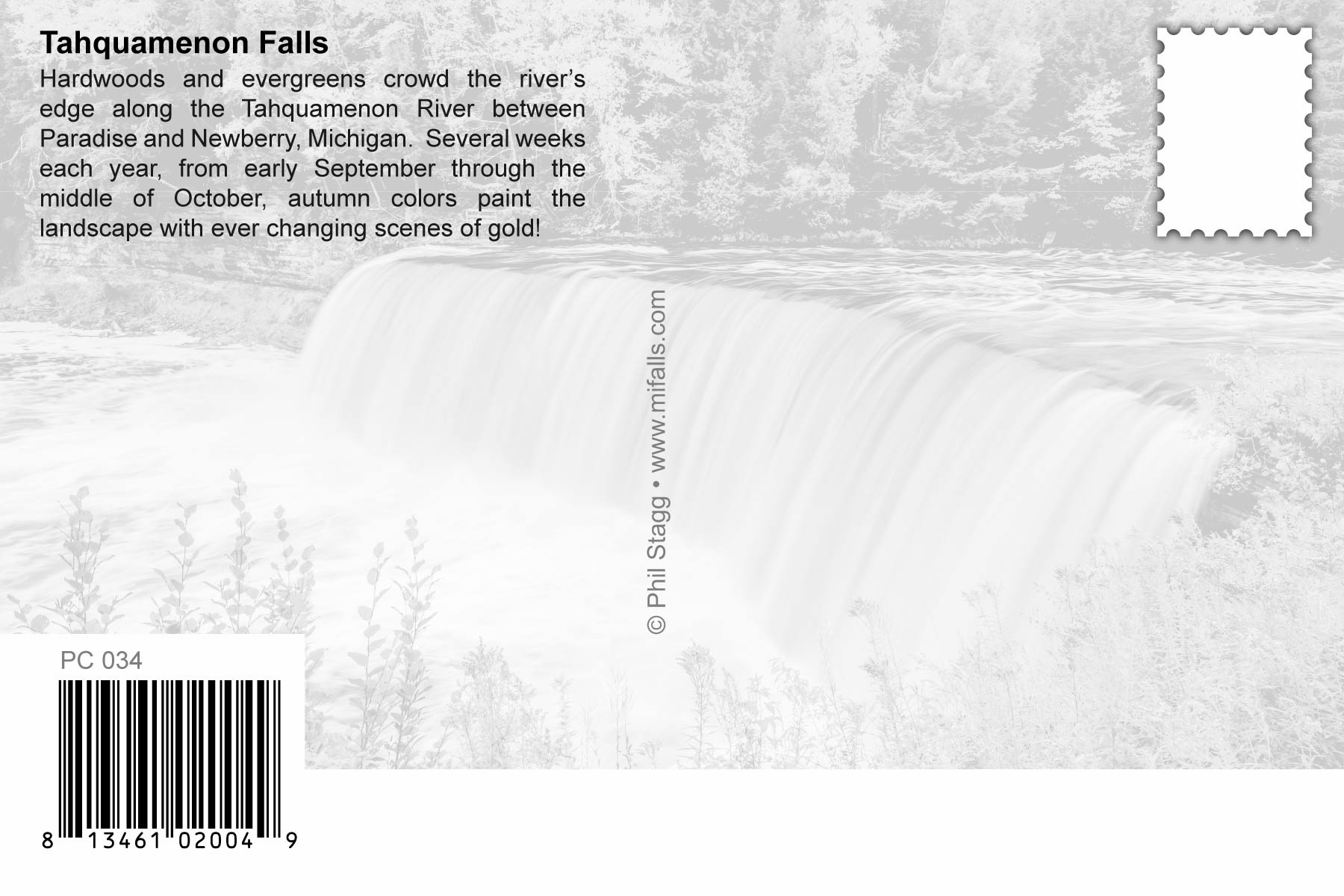 TAHQUAMENON FALLS - 4"x6" Michigan Postcard